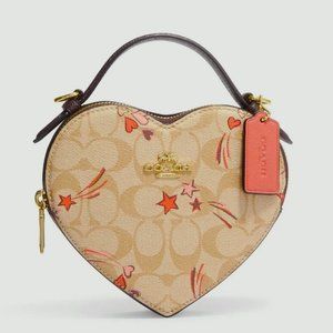 NWT Coach CK523 Heart Crossbody In Signature Canvas With Heart And Star Print